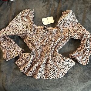 Who What Wear printed milkmaid scrunch blouse